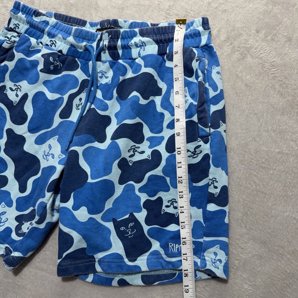 RIPNDIP Lord Nermal Blue Camo Sweat Shorts Mens L Cat Camouflage Fleece Board - Picture 11 of 12